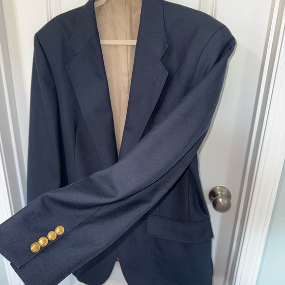 Savile Row Men's Navy Blue Blazer with Gold Buttons size 40L - Picture 2 of 16